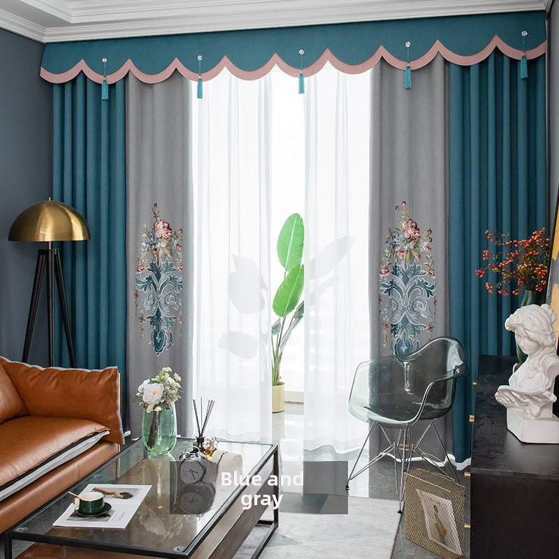Cortinas de chenille e poliéster – estilo boho moderno semitransparente com bordado e apliques para sala de estar, quarto e berçário_voghion.com