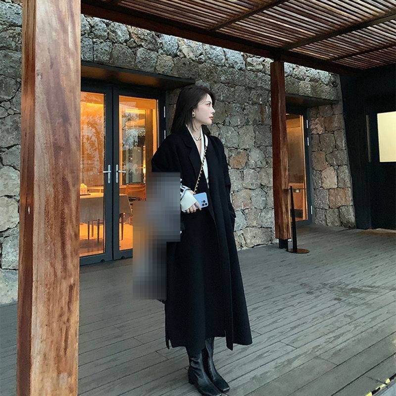 ​​Elegant Women's Wool Coat Winter Long Sleeve Warm Fleece Lined Trench Jacket For Petite To Plus Size (Oatmeal, Black)​​_voghion.com