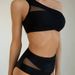 Women's Clothing Split Solid Color Mesh Splicing Bikini Multi Color Pleated Fashion Swimsuit_voghion.com