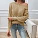 Women's Casual Oversized Long Sleeve Sweater, Solid Color Knit Top, Elegant Crewneck Fall Winter Pullover, Soft Acrylic Fabric, Pearl Detailing_voghion.com