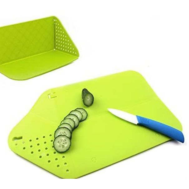 Tagliere pieghevole in plastica per verdure e frutta, senza BPA, multifunzionale, con colino, tagliere in plastica_voghion.com
