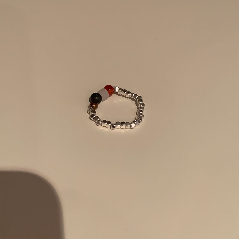 Broken silver stacking ring ins cold style niche design elastic rope index finger ring simple fashion personality ring_voghion.com