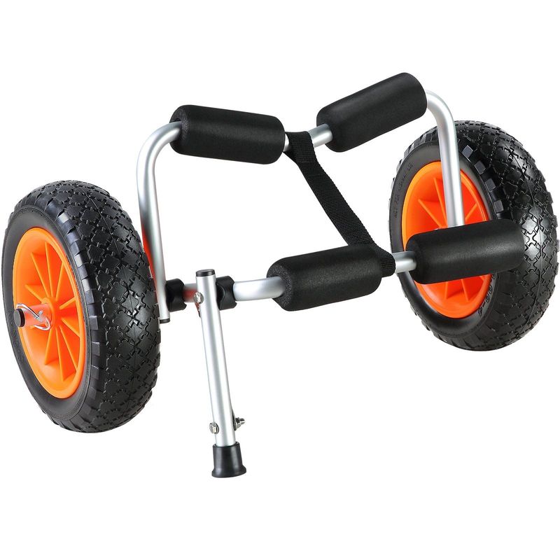 VEVOR Heavy Duty Kayak Cart, 250lbs Load Capacity, Foldable Canoe Trolley Cart With 10'' Solid Tires, Nonslip Support Foot & Tie-Down Strap, For Kayaks Canoes Paddleboards Float Mats Jon Boats_voghion.com