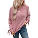Women's Knit Sweater With Bow Tie Detail - Oversized Casual Long Sleeve Pullover For Fall & Winter_voghion.com