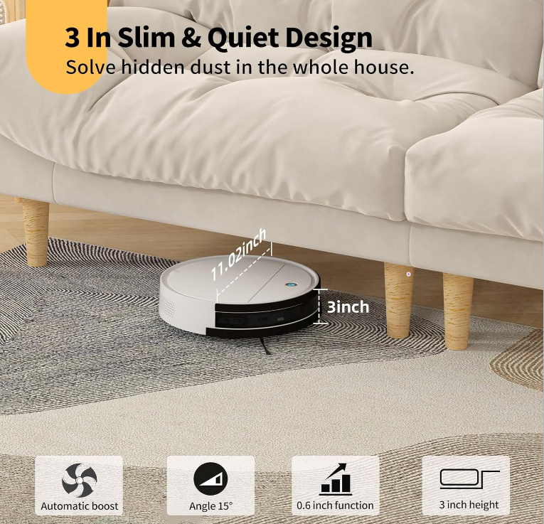 PSK10  automatic cleaning sweeping robot Wi-Fi connection automatic charging compatible with Alexa / APP gyroscope navigation 2.5h 3000pa powerful dus_voghion.com