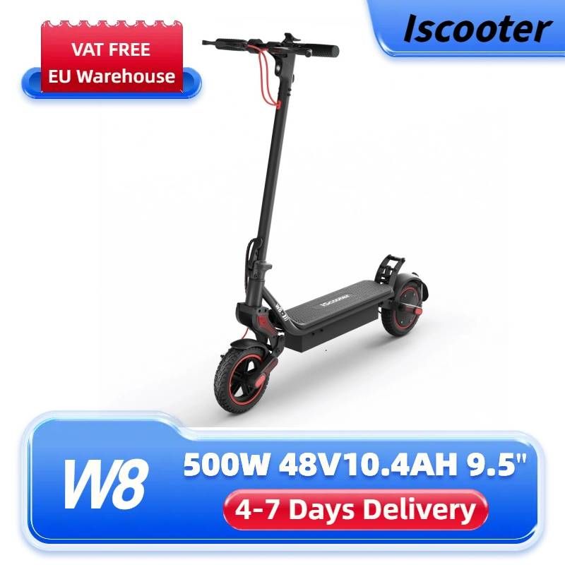iScooter W8 sähköskootteri 9,5 tuuman kokoontaittuva työmatkaskootteri 500W 48V10.4Ah Akku, App Control_voghion.com