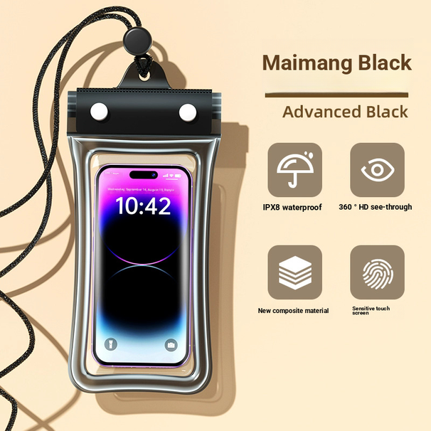 Mobile Phone Waterproof Bag Can Float Touch Screen With Airbag Swimming Rafting Tri-fold Sealed Diving Cover To Take Pictures_voghion.com