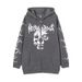 Gothic Y2K Unisex Hoodie met schedelprint - Oversized streetwear sweatshirt met rits voor mannen en vrouwen - Donkere esthetische trui (zwart, wit, grijs)_voghion.com