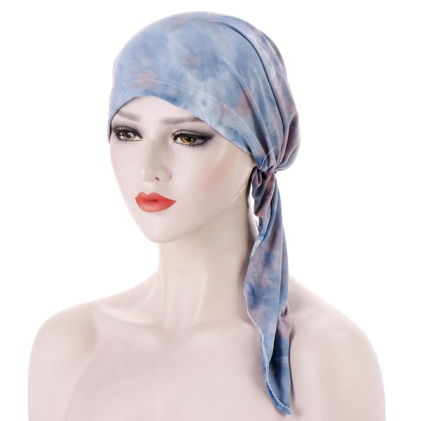 nuovo cappello con foulard in stoffa a fiori curvi a due code, cappello con foulard musulmano semplice, cappello chemioterapico_voghion.com