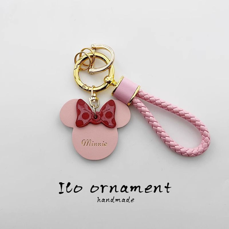 Portachiavi in pelle di pecora, simpatici uomini e donne, ciondolo portachiavi per auto Minnie, anello portachiavi_voghion.com