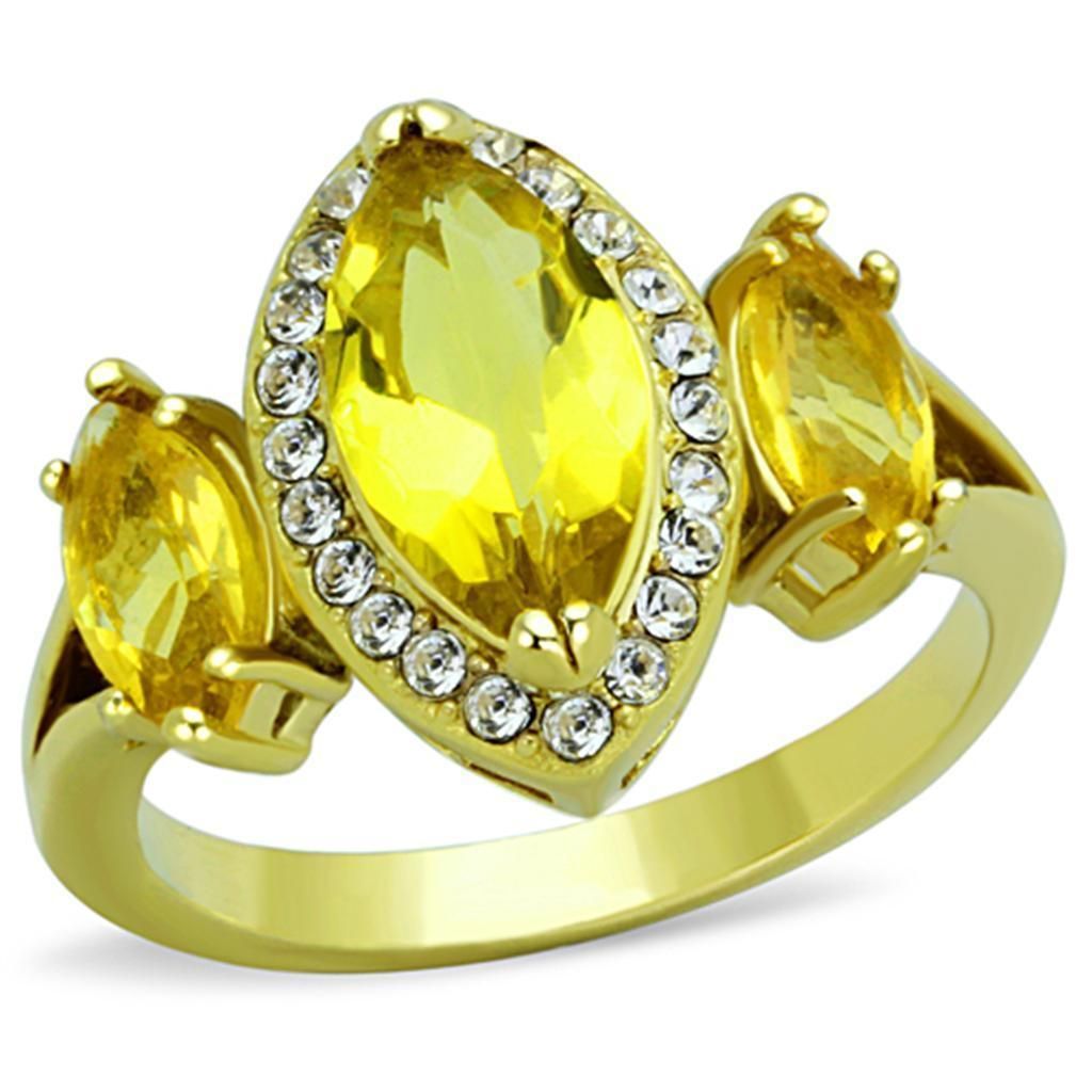 TK1578 - IP Gold(Ion Plating) Stainless Steel Ring with Synthetic Synthetic Glass in Topaz_voghion.com