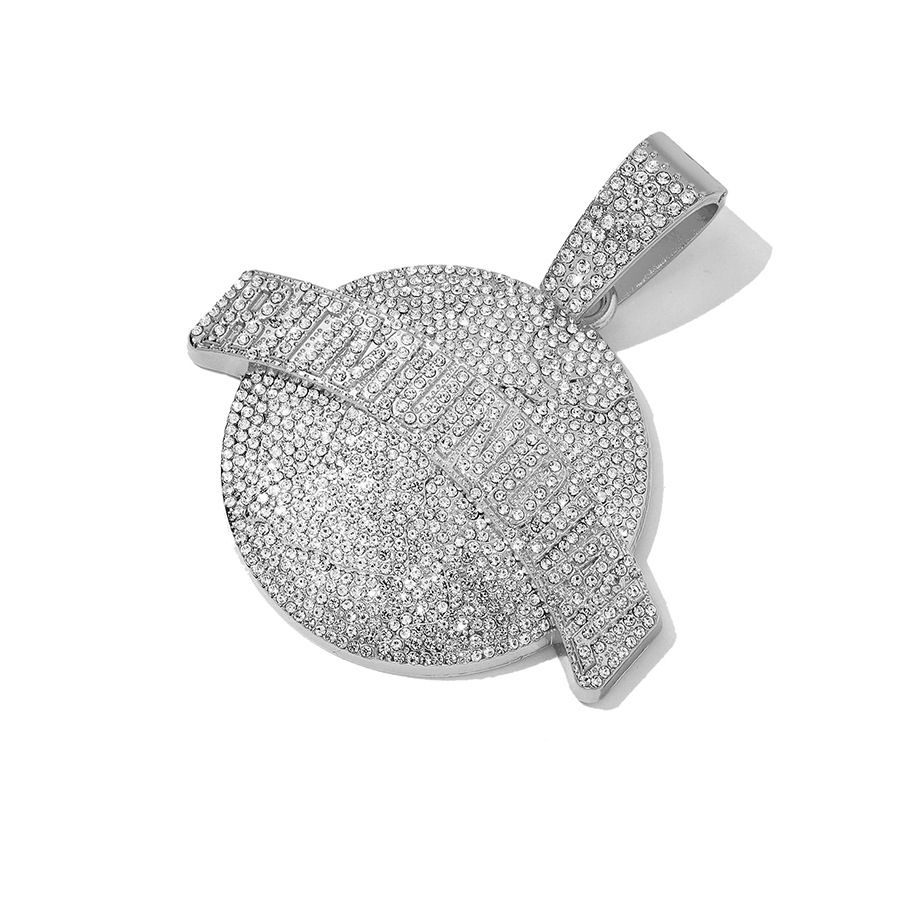 Collier pour homme avec pendentif rond en alliage de diamants de style hip-hop cubain_voghion.com