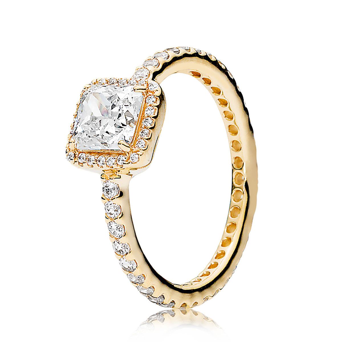 Elegância atemporal 14K com anel CZ transparente_voghion.com