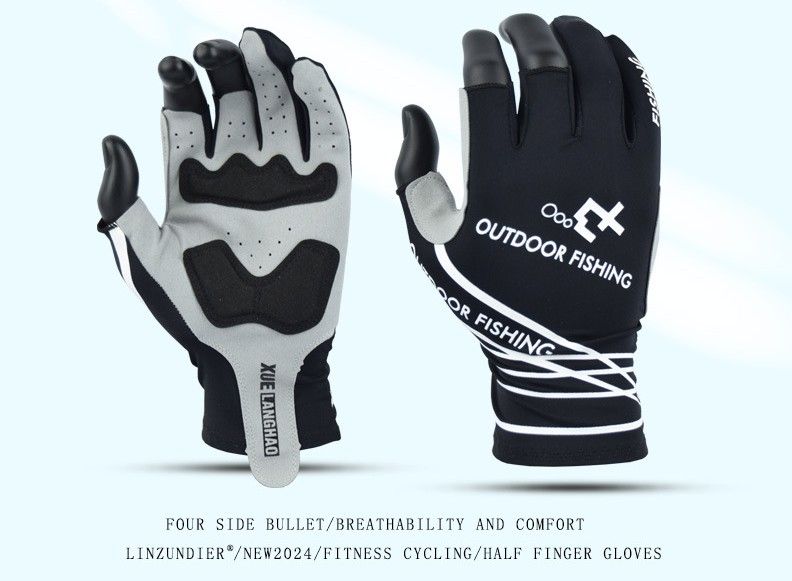 Guanti da pesca Protezione solare Asciugatura rapida Sottili Traspiranti Antiscivolo Antiforatura Esca Tre dita Pesca in mare Volare e catturare pesci_voghion.com