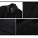 Double-Collar Wool-Blend Overcoat – Winter Layered Trench Coat For Men (M-3XL, Black/White Trim)_voghion.com