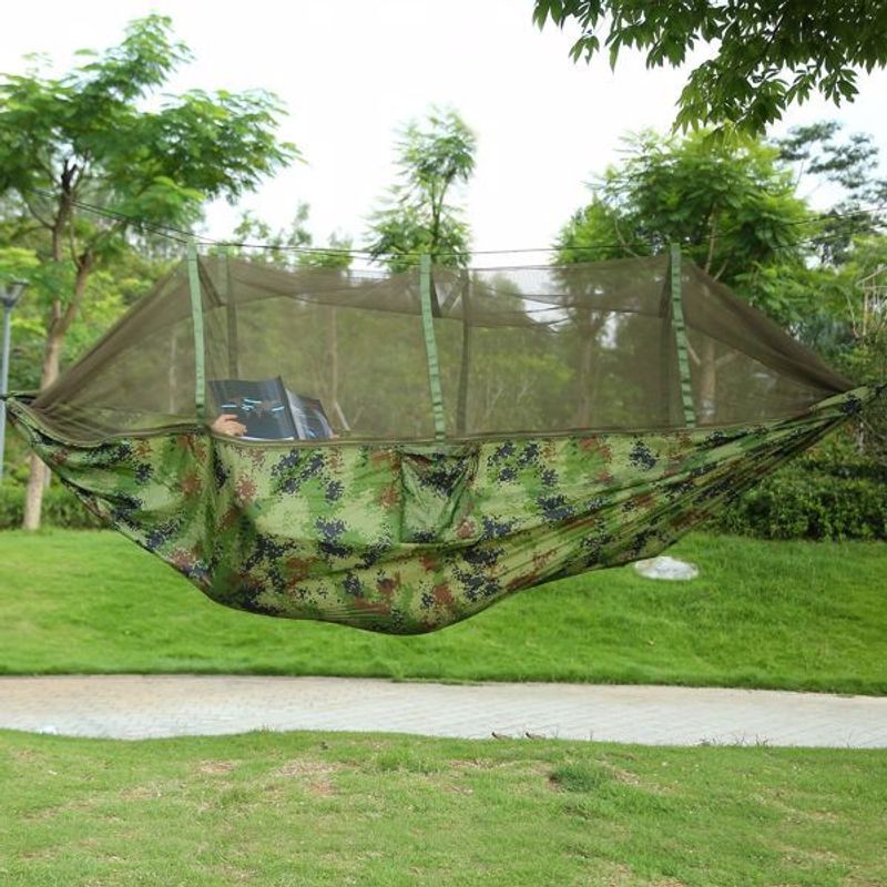Camping Hammock, Portable Double Hammock With Net,600lbs Load 2 Persons Hammock W/Mosquito Net Outdoor Hiking Camping Hommock Portable Nylon Swing H_voghion.com