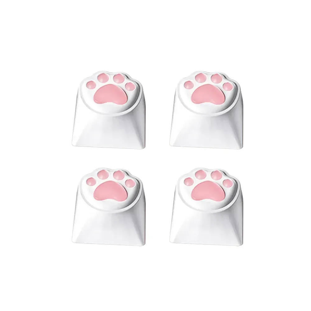4Pcs Pink Color 3D Cute Cat Paw Keycaps For Mechanical Keyboard Cherry MX Switch DIY Custom Keycap Soft Silicone Keycap_voghion.com