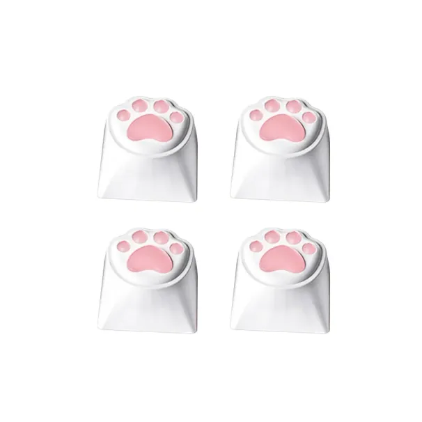 4Pcs Pink Color 3D Cute Cat Paw Keycaps For Mechanical Keyboard Cherry MX Switch DIY Custom Keycap Soft Silicone Keycap_voghion.com