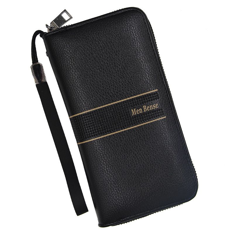 Portafoglio da uomo in stile coreano, lungo e di grande capacità, con cerniera e pochette alla moda_voghion.com