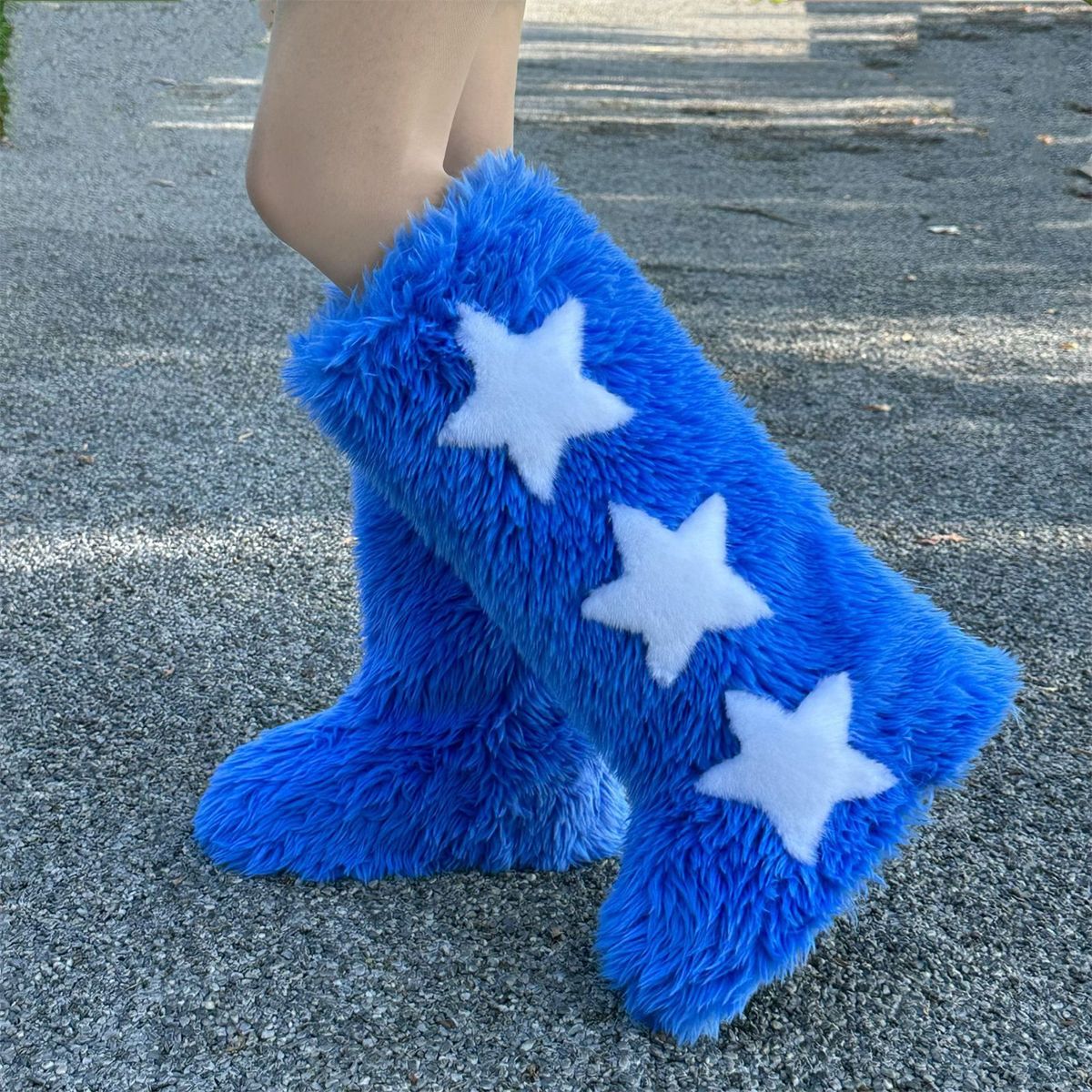 Kadın Ayakkabıları y2k rakun kürk botlar kadın kış kürk tilki kar botları yüksek botlar_voghion.com