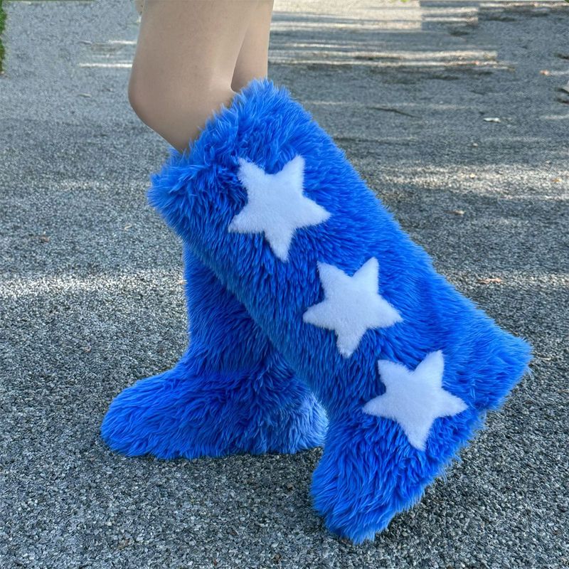 Women's Shoes y2k  raccoon fur boots women's winter   fur fox snow boots high boots_voghion.com