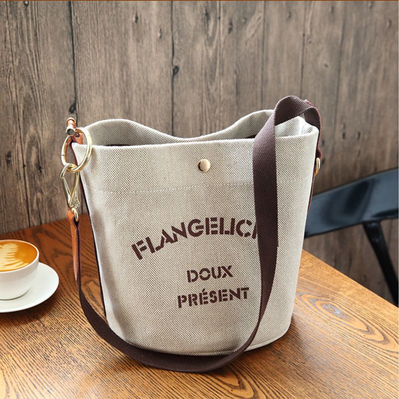 Damen-Berühmtheit im gleichen Stil Instagram Einfache Canvas-Eimertasche Große Kapazität Eine Schulter Diagonal Straddle Bag_voghion.com