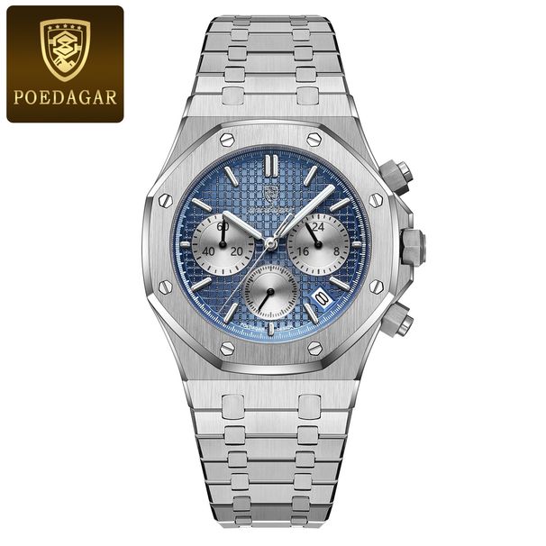 Original Luxury Men's Watches Date Chronograph Stainless Steel Quartz Watch Waterproof Luminous Fashion Man Wristwatch_voghion.com