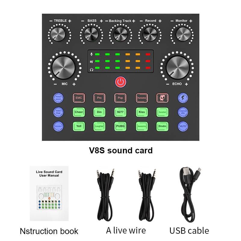 F998/V8S Placă de sunet pentru microfon, mixer, amplificator, consolă de mixaj audio, placă de sunet live_voghion.com