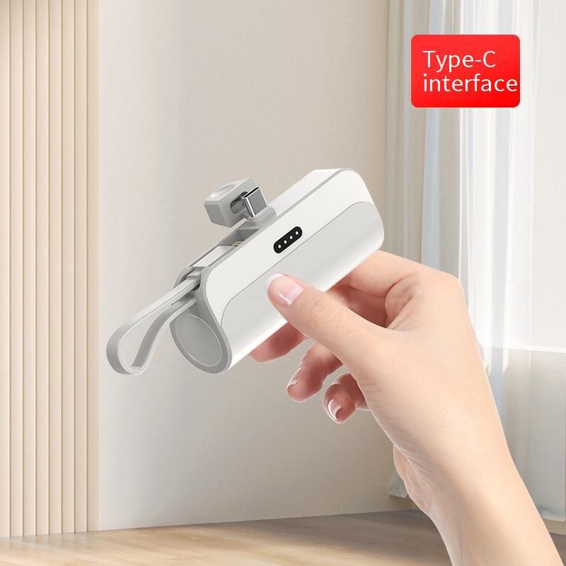Ultra-Compact Wireless Capsule Power Bank - 5000mAh With Built-in Cable, 15W Fast Charging (Pocket-Sized & Emergency Ready)​​_voghion.com