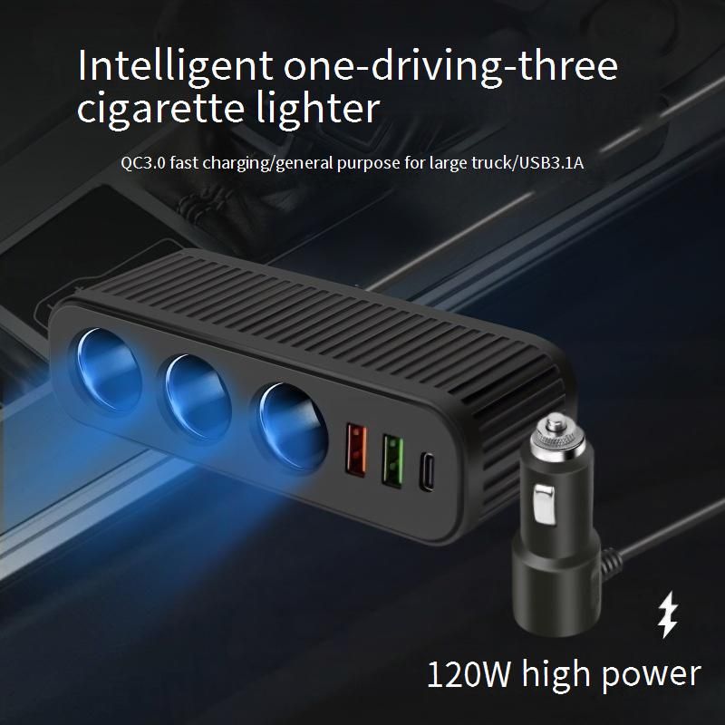Chargeur de voiture universel 12 V/24 V avec charge rapide QC3.0, deux ports USB et PD, adaptateur allume-cigare 3 en 1 pour tous les véhicules_voghion.com