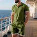 Summer Short Sleeve Shorts Two-Piece Set With Turn-Down Collar And Button Sports Casual Suit For Men_voghion.com