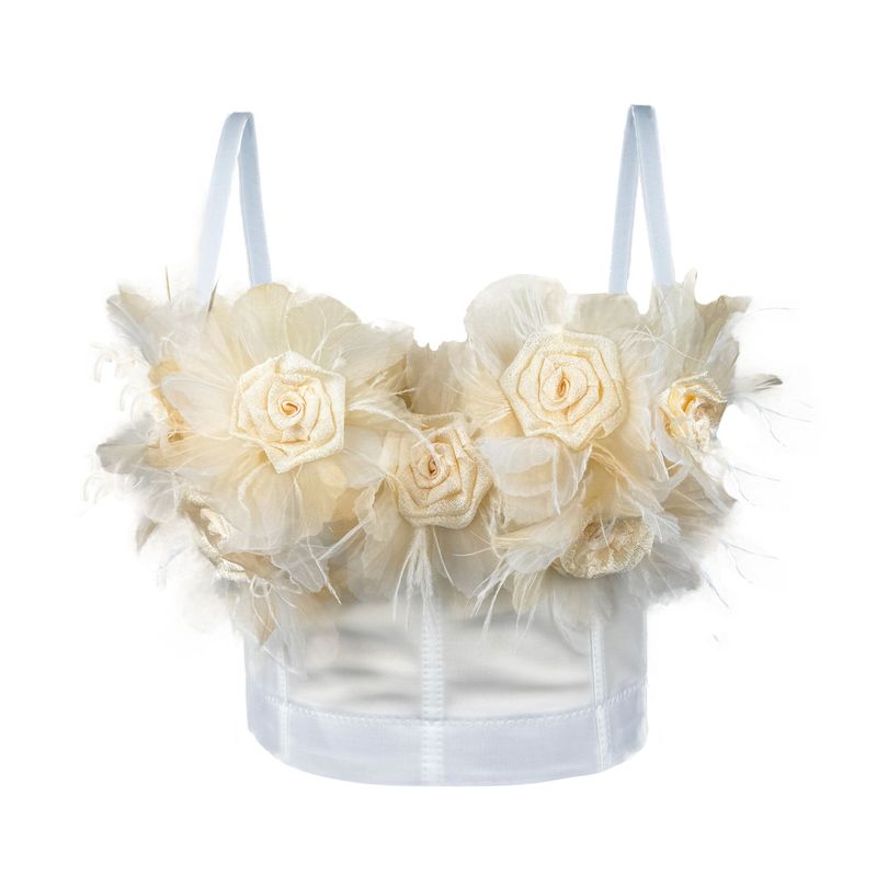 Women's Clothing Sexy Hot Girl Inner Wear Three Dimensional Flower Tassel Suspenders Herringbone Bra_voghion.com