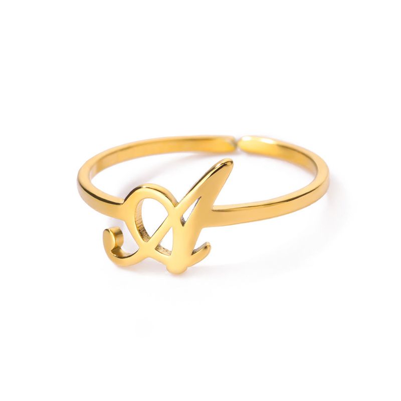 Anello aperto in acciaio inossidabile con nome creativo e lettera in oro_voghion.com