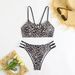 Sexy luipaardprint bikiniset - verstelbare strik aan de zijkant en uitsparingen voor badkleding voor vrouwen_voghion.com