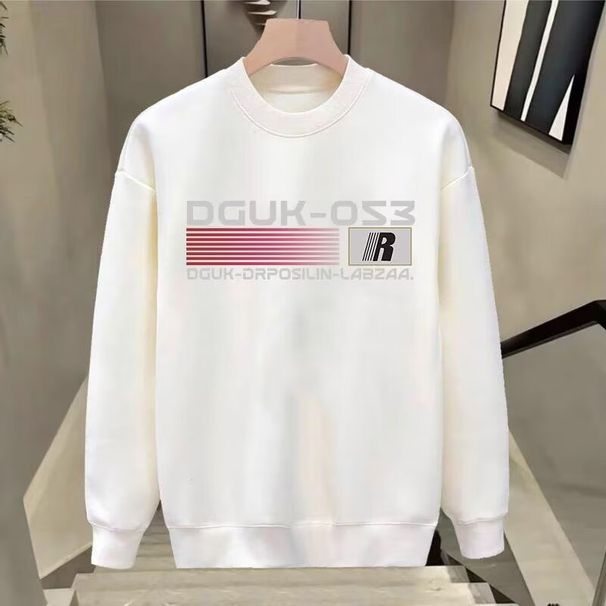 Pánské oblečení s kulatým výstřihem, pánský volný design, potisek s úsměvem, retro styl, Instagram, módní značkový top na jaro a podzim_voghion.com