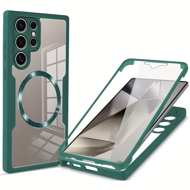 360 ° Vollschutz Doppelseitige Handyhülle, passend für S24 Ultra S23 S22 Plus S21 FE vorne und hinten transparente magnetische Schutzhülle_voghion.com