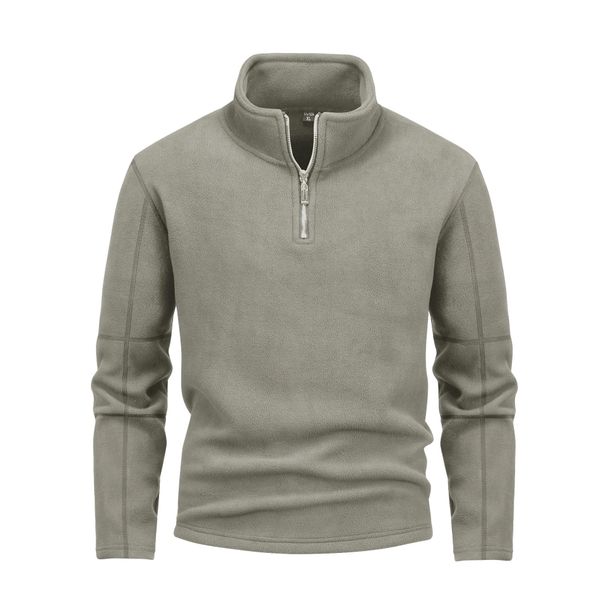 Polar dobbeltsidig komfortabel fleecejakke med ståkrage, cardigan med halv glidelås, langermet trendy allsidig 450 g_voghion.com