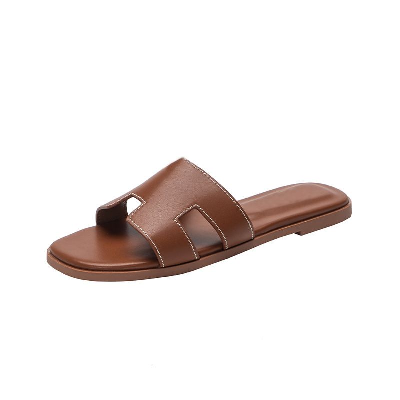 Ciabatte infradito in vera pelle, sandali tinta unita per scarpe da donna_voghion.com