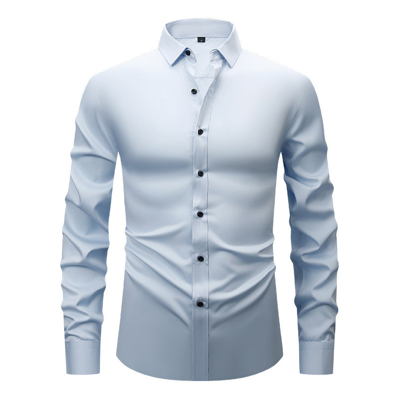 Men's Clothing Men's Long Sleeved Formal Business Casual Solid White Shirt Men's Long Sleeved Wrinkle Resistant Large Size_voghion.com