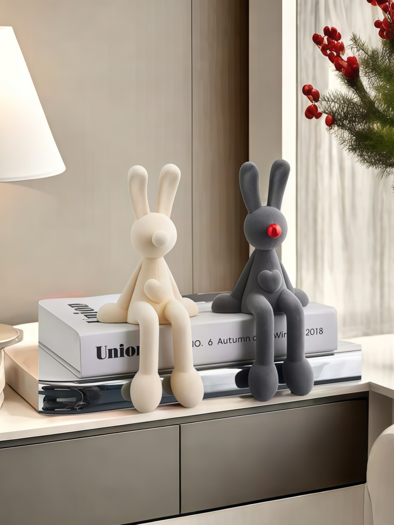 Modern Minimalist Style Ceramic Plush Rabbit Jewelry Suitable For Cute Rabbit Ornaments On Living Room Tables And Fun Decorations For Children's Rooms_voghion.com