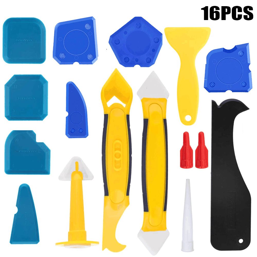 Conjunto profissional de 16 peças para rejunte - Espátula para rejunte, raspador para calafetagem, aplicador de silicone para azulejos e vidro._voghion.com