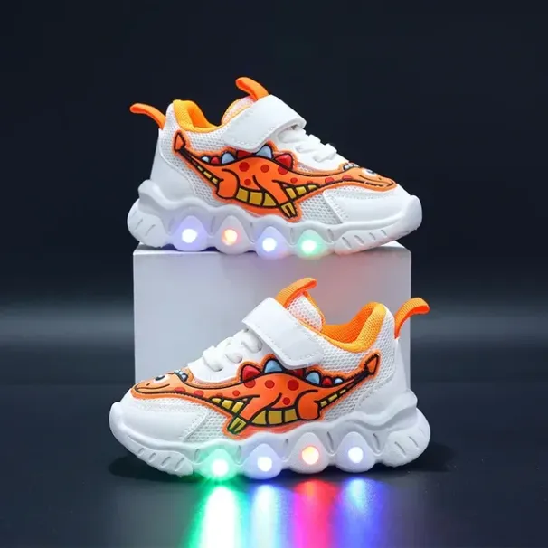 Scarpe da ginnastica casual per bambini con simpatici cartoni animati a LED, per ragazze, in rete, traspiranti, con illuminazione, per bambini_voghion.com