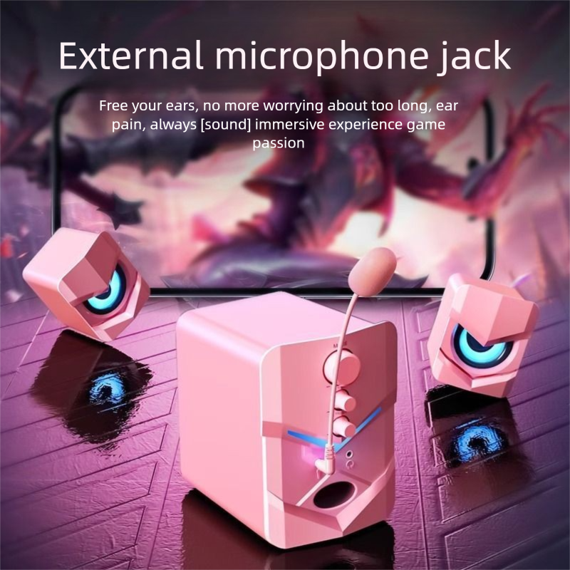 Gaming Computer Desktop Laptop With Microphone Headset For Calls Bluetooth Wired Multimedia Speaker_voghion.com