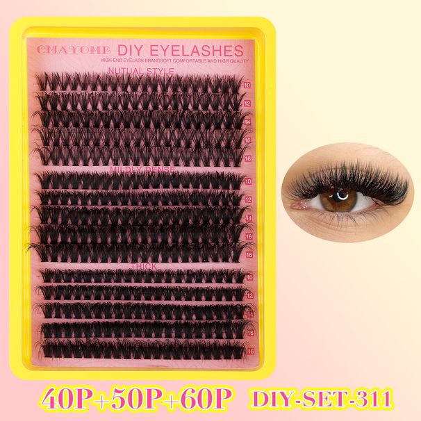 Künstliche Wimpern Set 40er+50er+60er mit Versiegelungsflüssigkeit Pinzette Einzelbüschel Wimpern_voghion.com