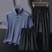 CT Sommer Neues Poloshirt aus Eisseide, kurzärmelig, lange Hose, Übergröße, Sportanzug, dreiteiliges Set für Herren_voghion.com