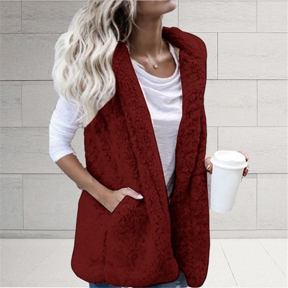 Women’s Oversized Hooded Vest – Lightweight Sleeveless Jacket With Pockets Solid Color Sleeveless Hooded Pocket Vest In Stock_voghion.com