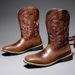 26ss Tube Amekaji High Embroidered Work Herren Western Cowboy Trendy Motorradfahrer Square Toe Reitstiefel_voghion.com