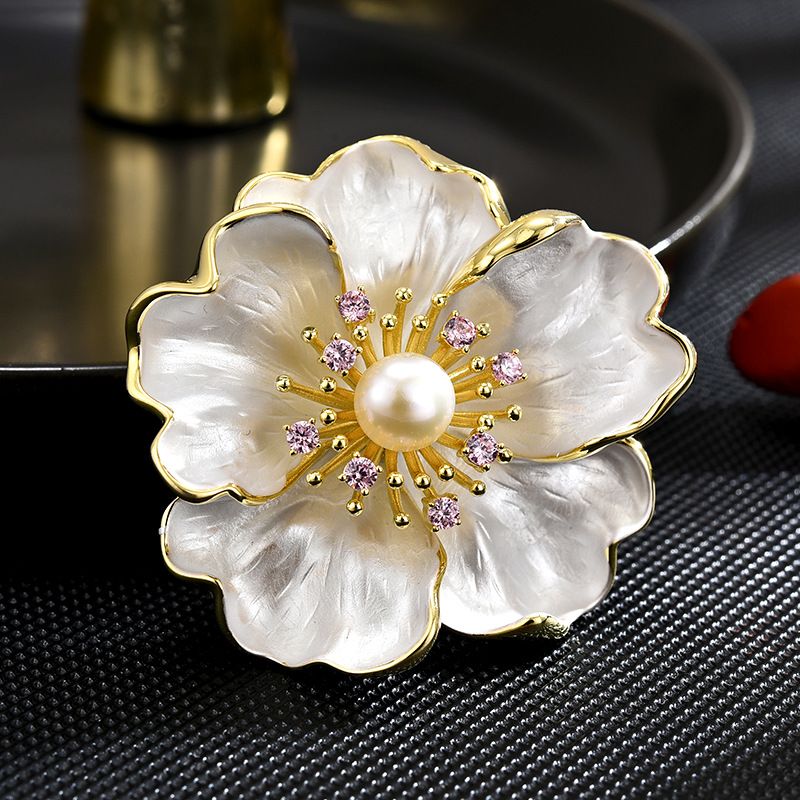 Atmospheric Heavy Industry High end Women's Exquisite Freshwater Pearl Peony Pin, Stylish Breast Flower_voghion.com