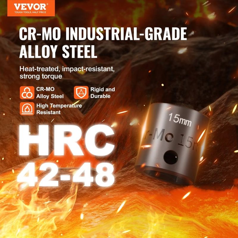 Bit Drive Set Tool Case Ratchet Impact Kit 8" Sockets 15pcs 3 6-Point_voghion.com