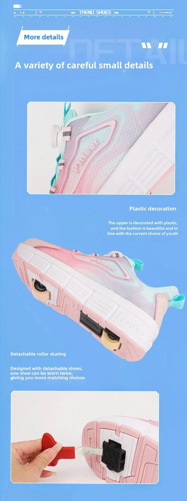 Children's runaway shoes Girls' automatic pulley sneakers Boys' children's mother and child with wheels sneakers Adult double-wheel deformation skates_voghion.com